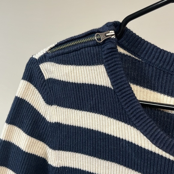 Ann Taylor Navy and White Striped Sweater w/Shoulder Zips - Picture 5 of 5